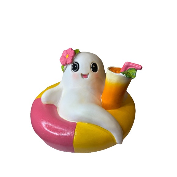 Other - HERE LIES SUMMER Ghost W/ Pink Flower Drink On A Float Halloween SUMMERWEEN 2025